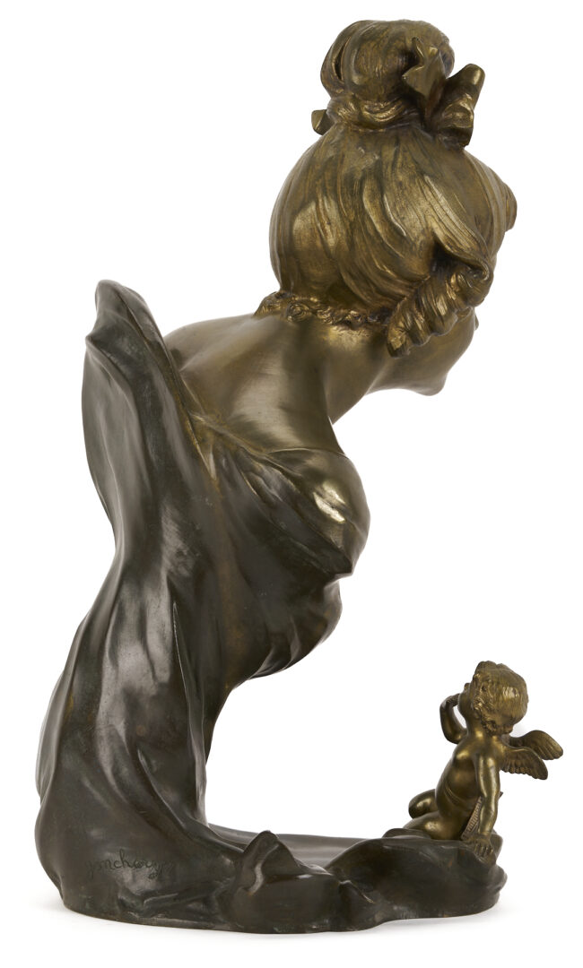 Lot 926: Charles Emile Jonchery Art Nouveau Bronze Figural Vide Poche