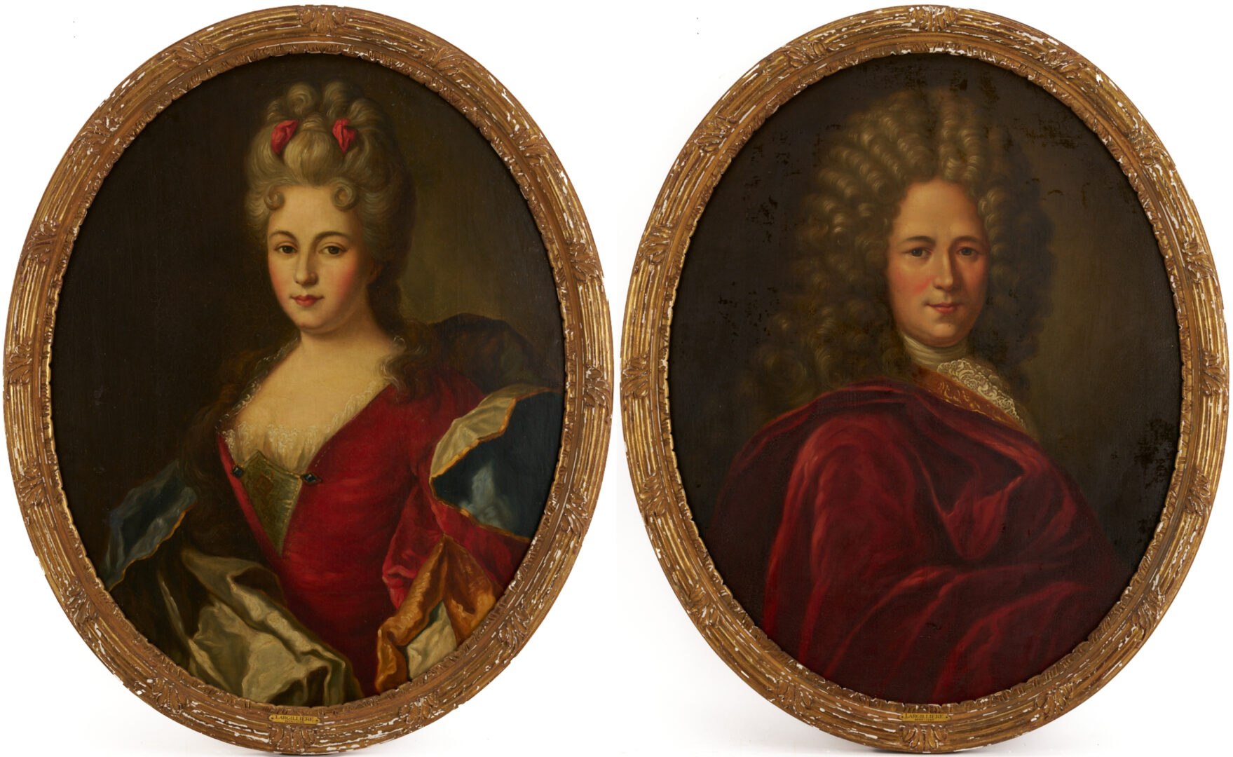 Lot 928: 2 O/C French Portraits After  Nicolas de Largilliere incl. Mme. Bazin