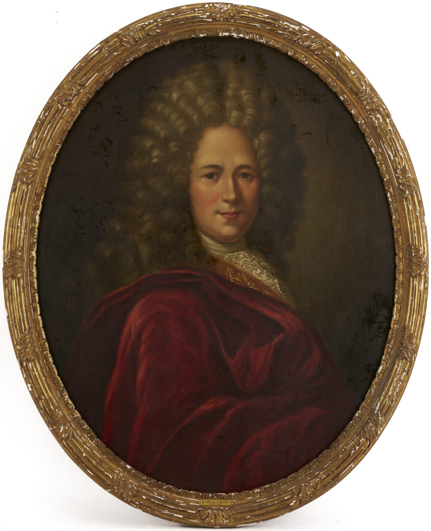Lot 928: 2 O/C French Portraits After  Nicolas de Largilliere incl. Mme. Bazin