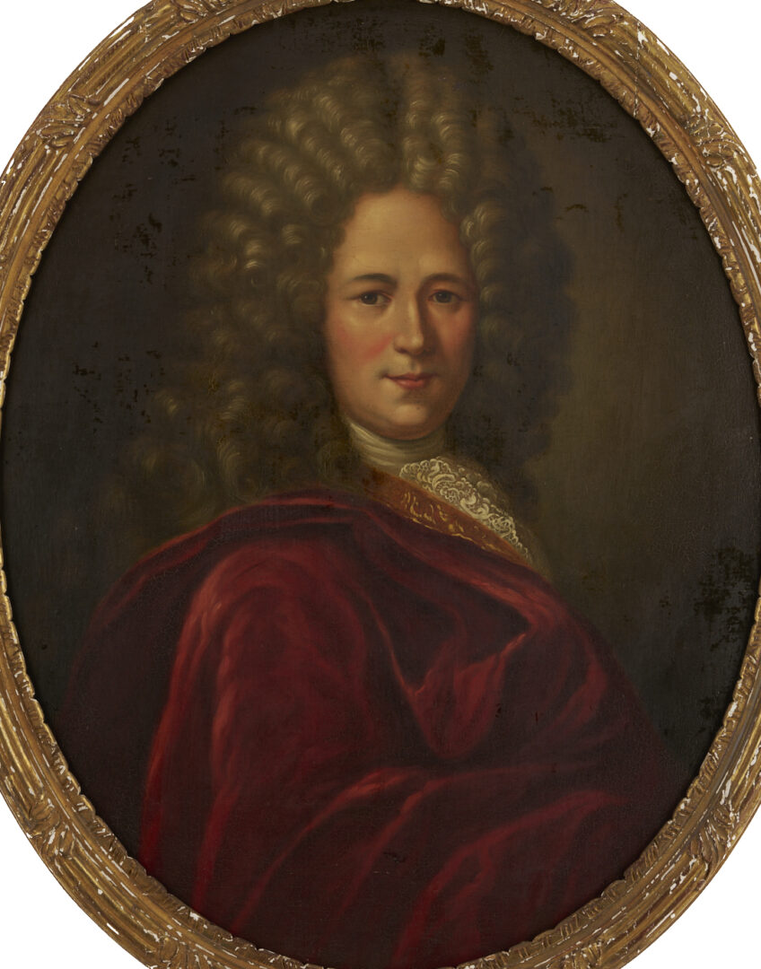 Lot 928: 2 O/C French Portraits After  Nicolas de Largilliere incl. Mme. Bazin