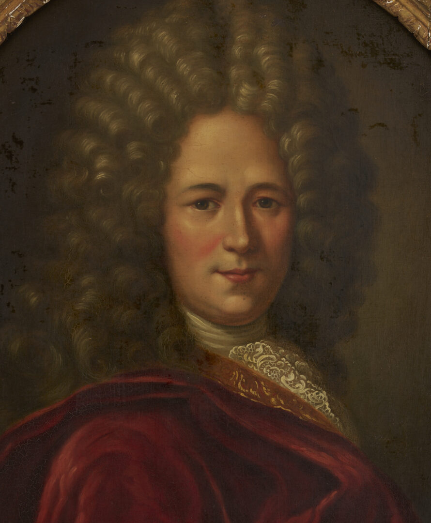 Lot 928: 2 O/C French Portraits After  Nicolas de Largilliere incl. Mme. Bazin
