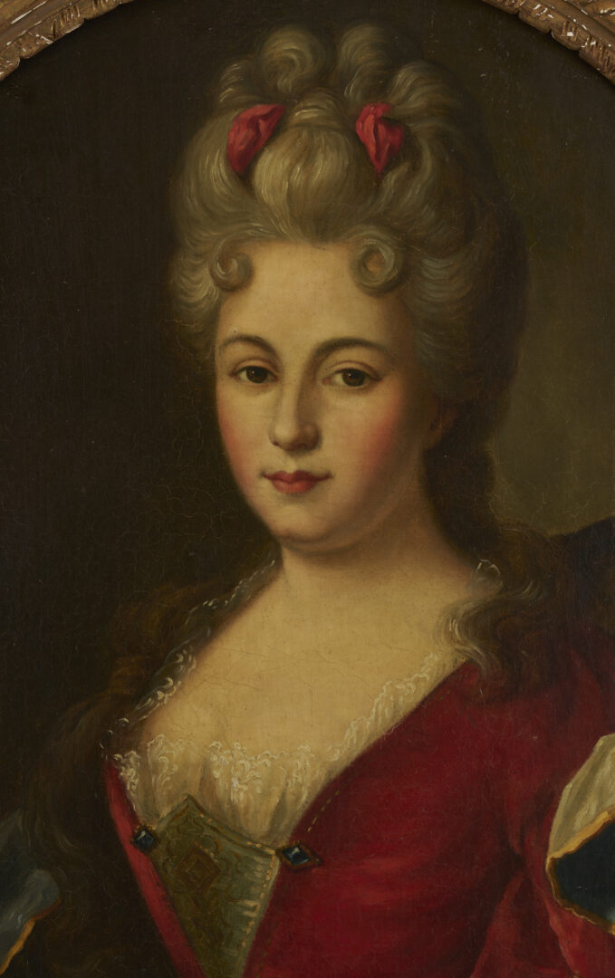 Lot 928: 2 O/C French Portraits After  Nicolas de Largilliere incl. Mme. Bazin
