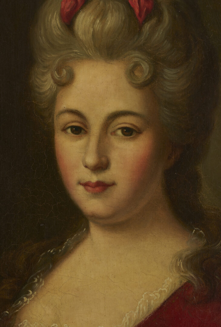 Lot 928: 2 O/C French Portraits After  Nicolas de Largilliere incl. Mme. Bazin
