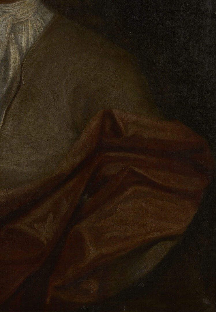 Lot 930: British School 18th C. Portrait, Young Man in an Olive Coat