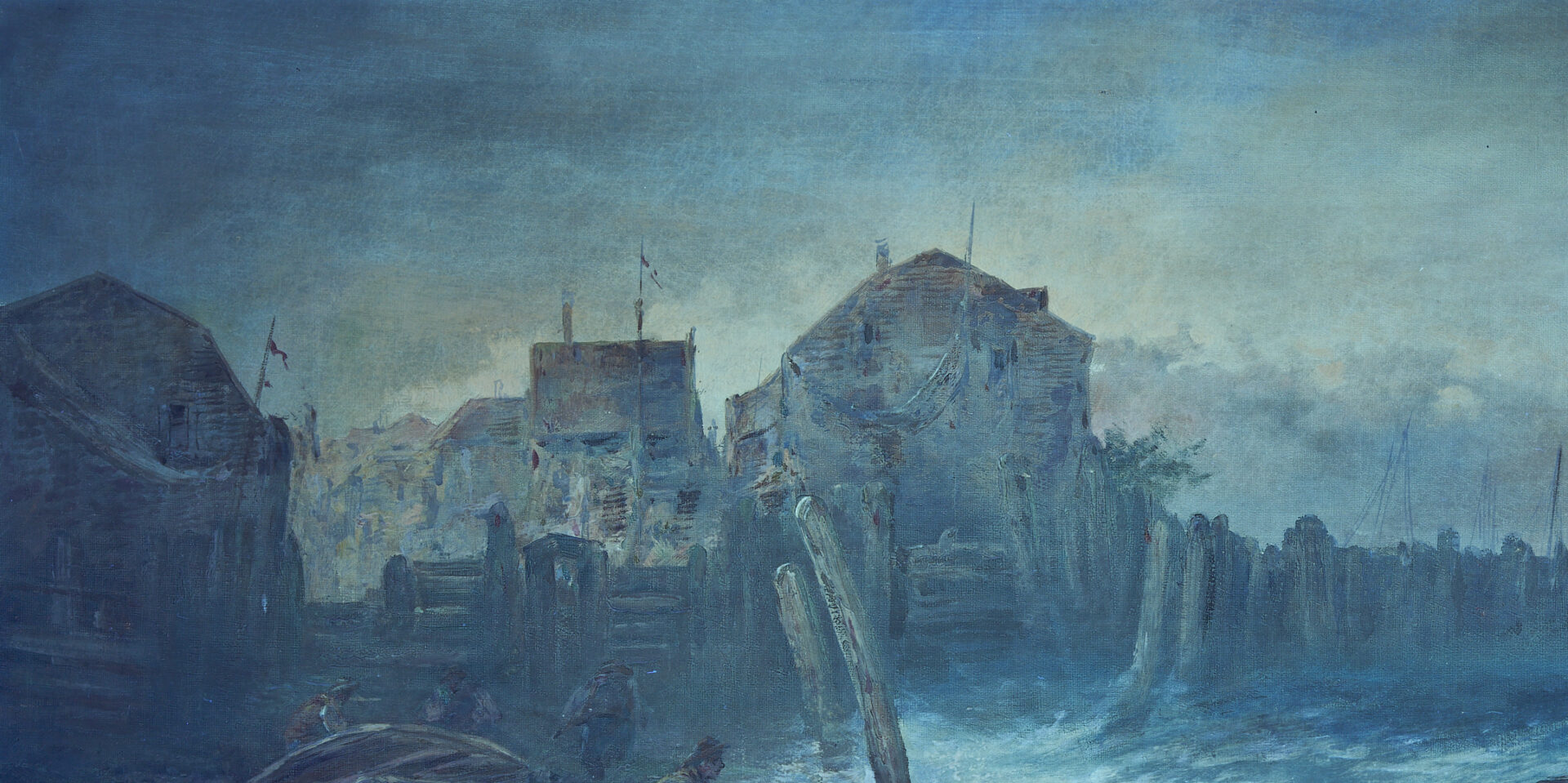 Lot 931: Continental O/C Painting, Harbor Scene