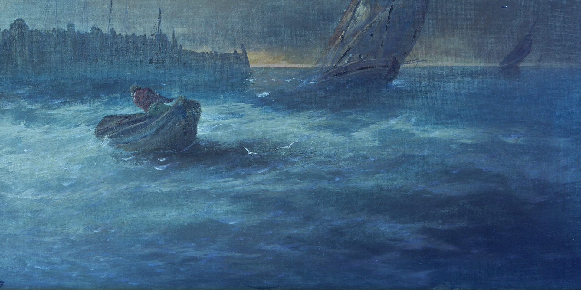 Lot 931: Continental O/C Painting, Harbor Scene