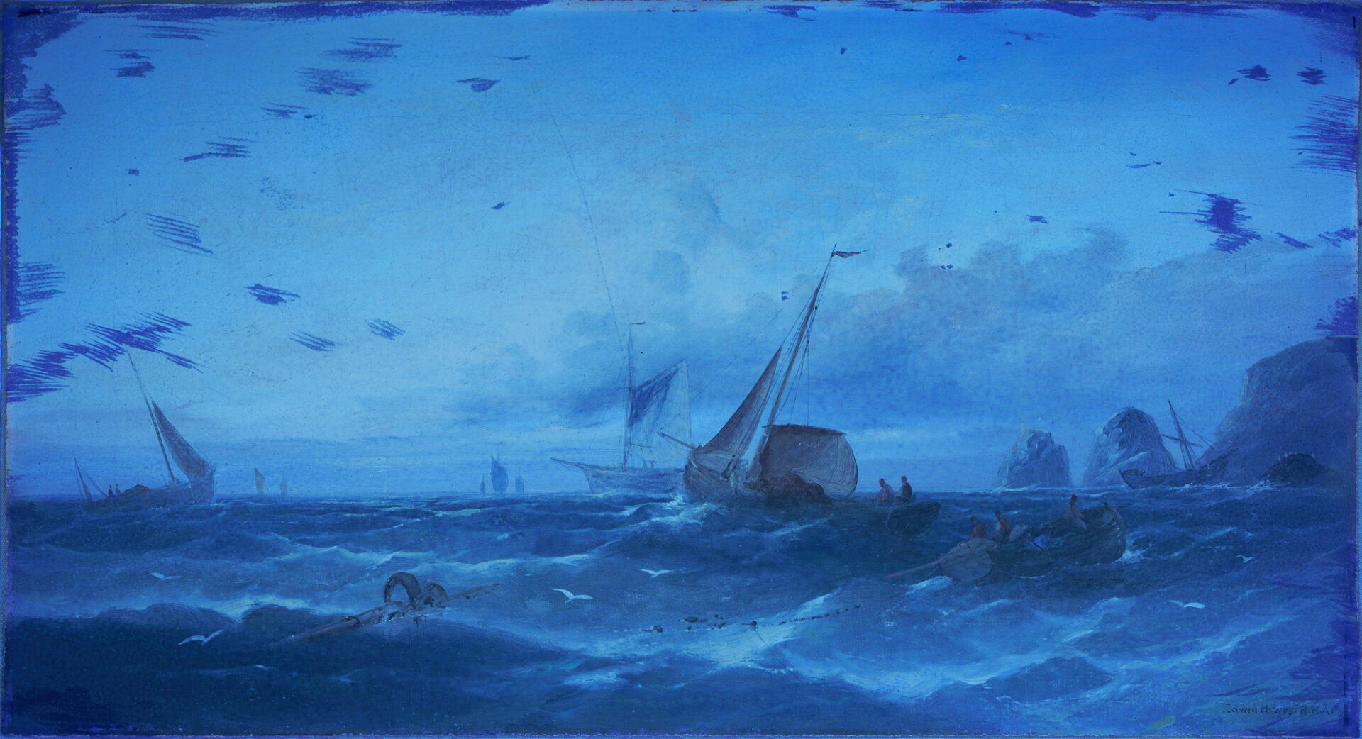 Lot 932: Edwin Hayes O/C Coastal Marine Painting