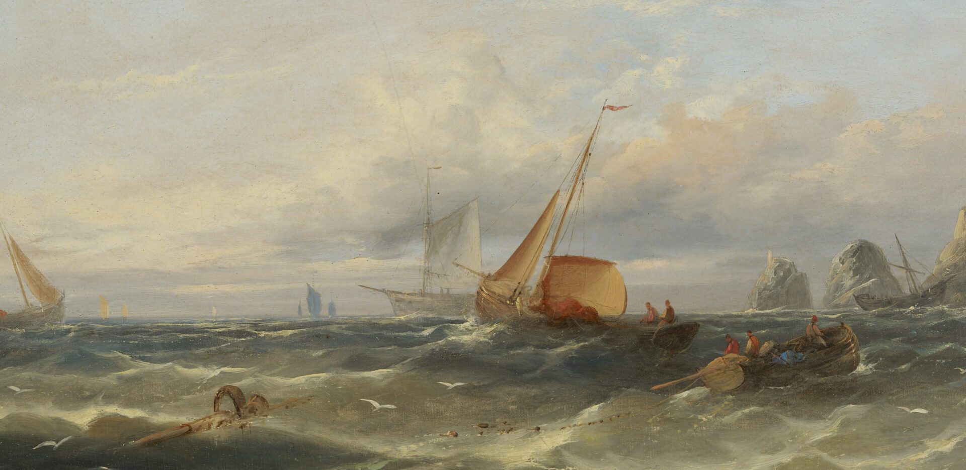 Lot 932: Edwin Hayes O/C Coastal Marine Painting