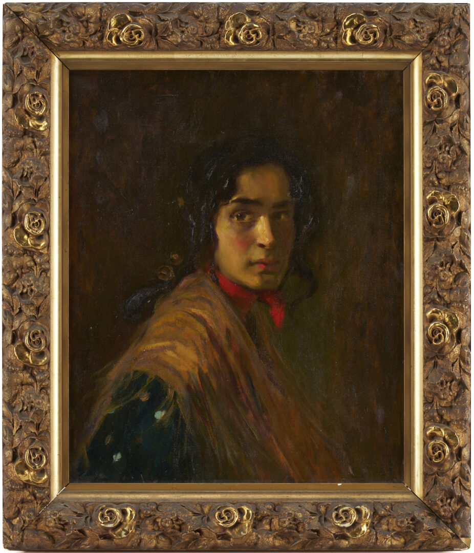 Lot 934: Spanish School Portrait in rose carved frame