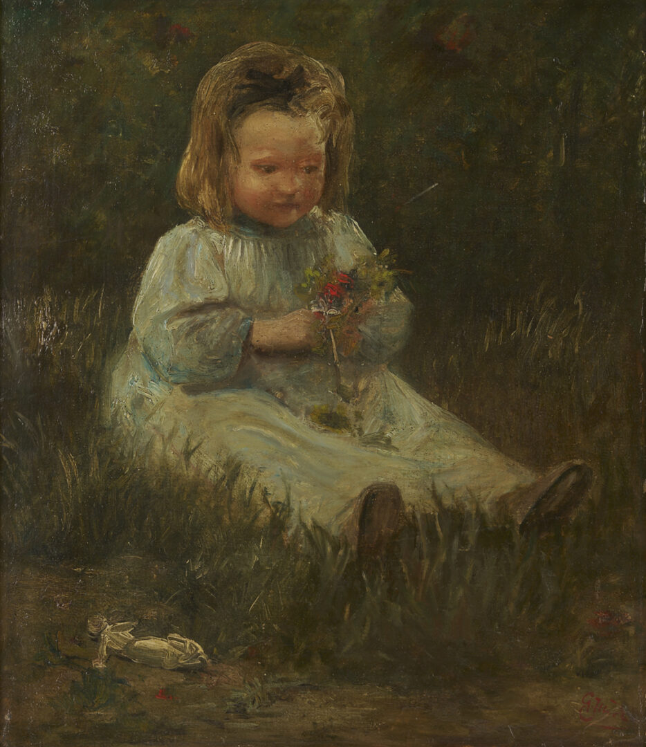 Lot 938: Gustave Adolphe Jundt O/C Painting of an Alsatian Girl