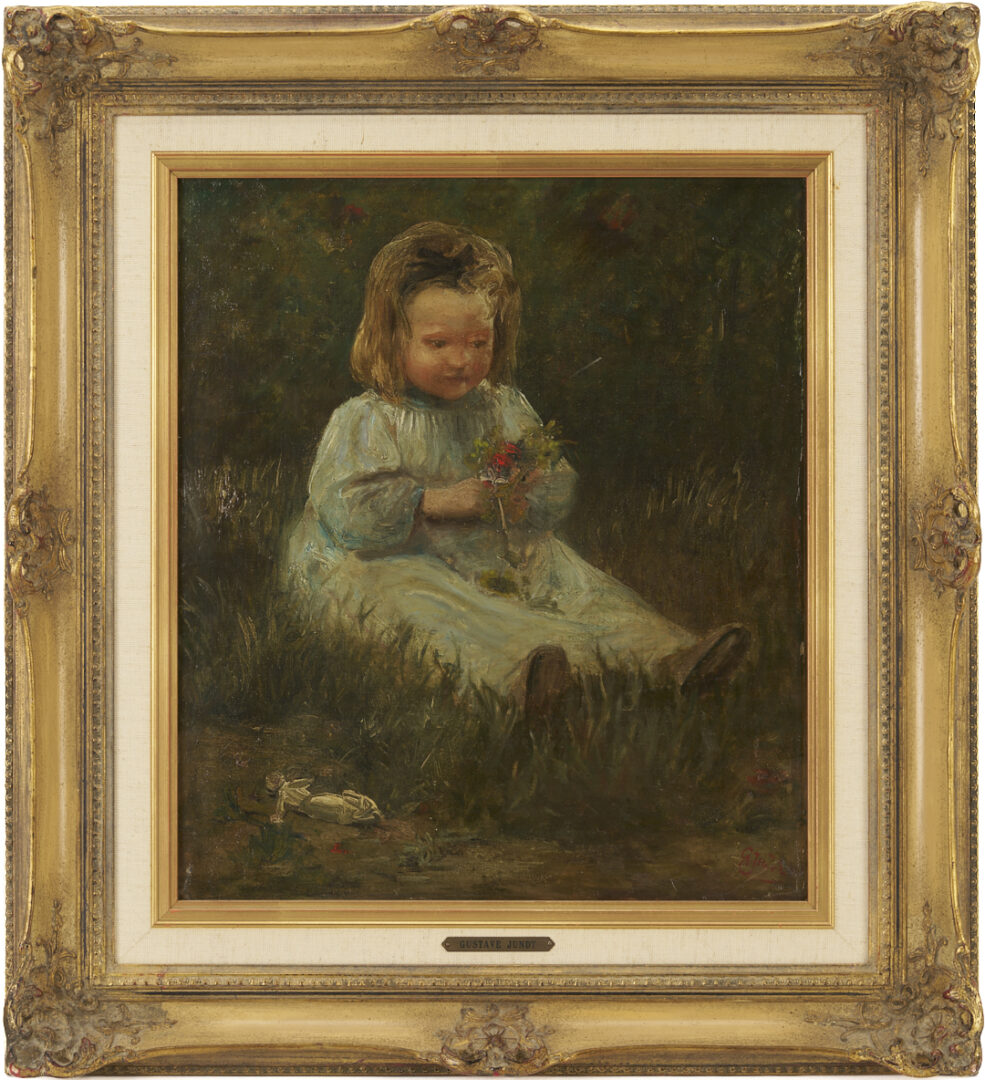 Lot 938: Gustave Adolphe Jundt O/C Painting of an Alsatian Girl