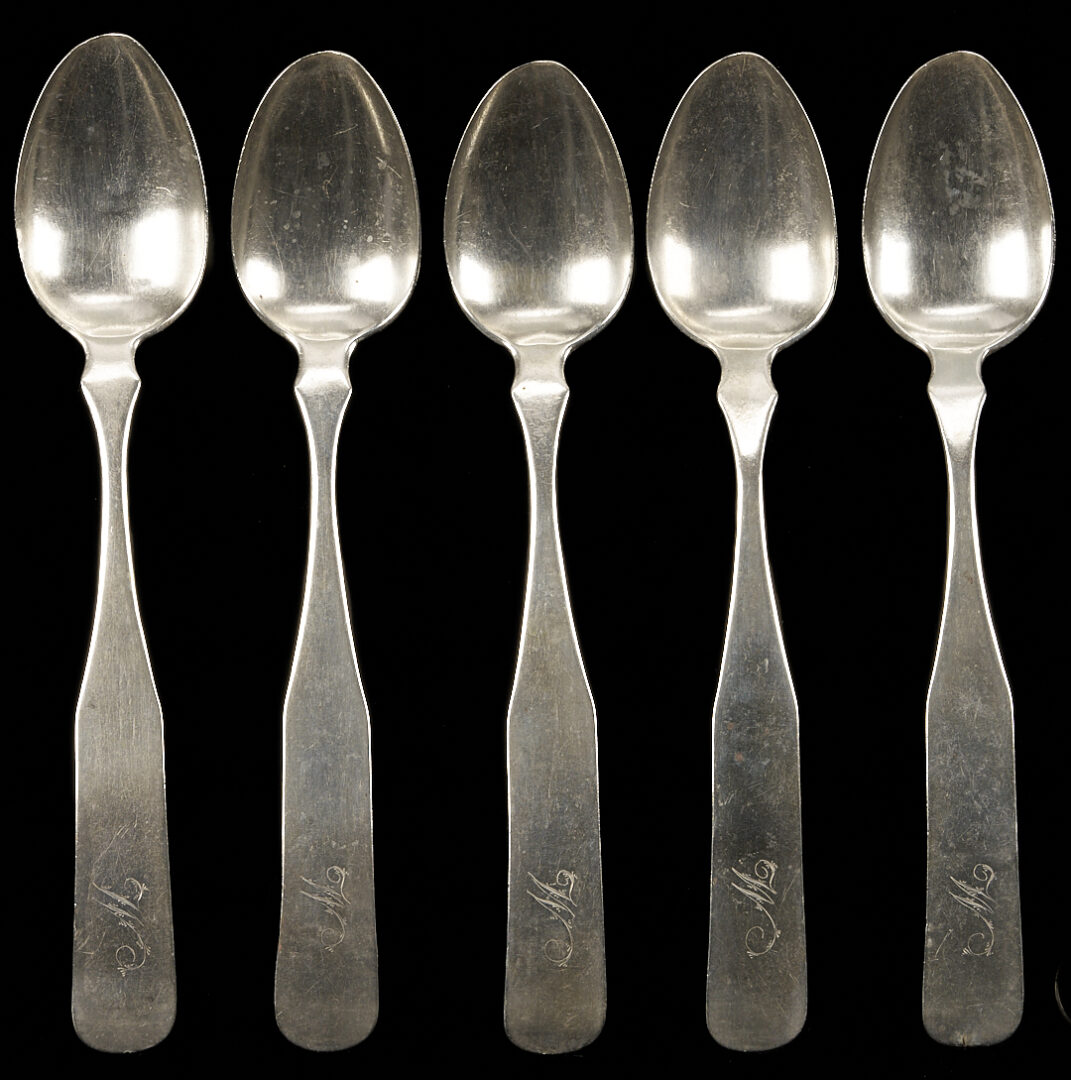 Lot 93: 8 TN Coin Silver Table Spoons Plus 1 TN Sterling Spoon