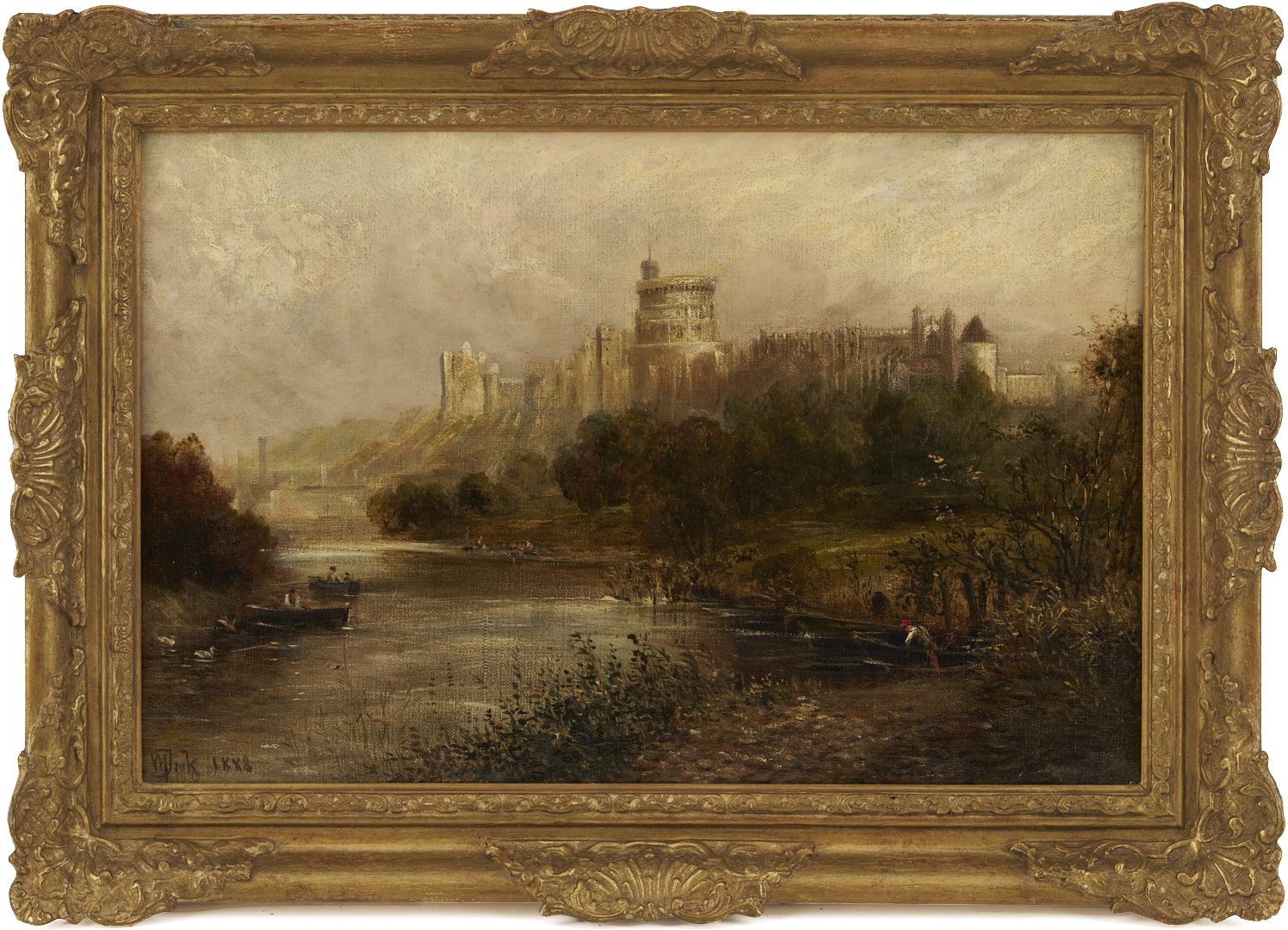Lot 940: 19th C. O/C Painting of Windsor Castle, Poss. William Took
