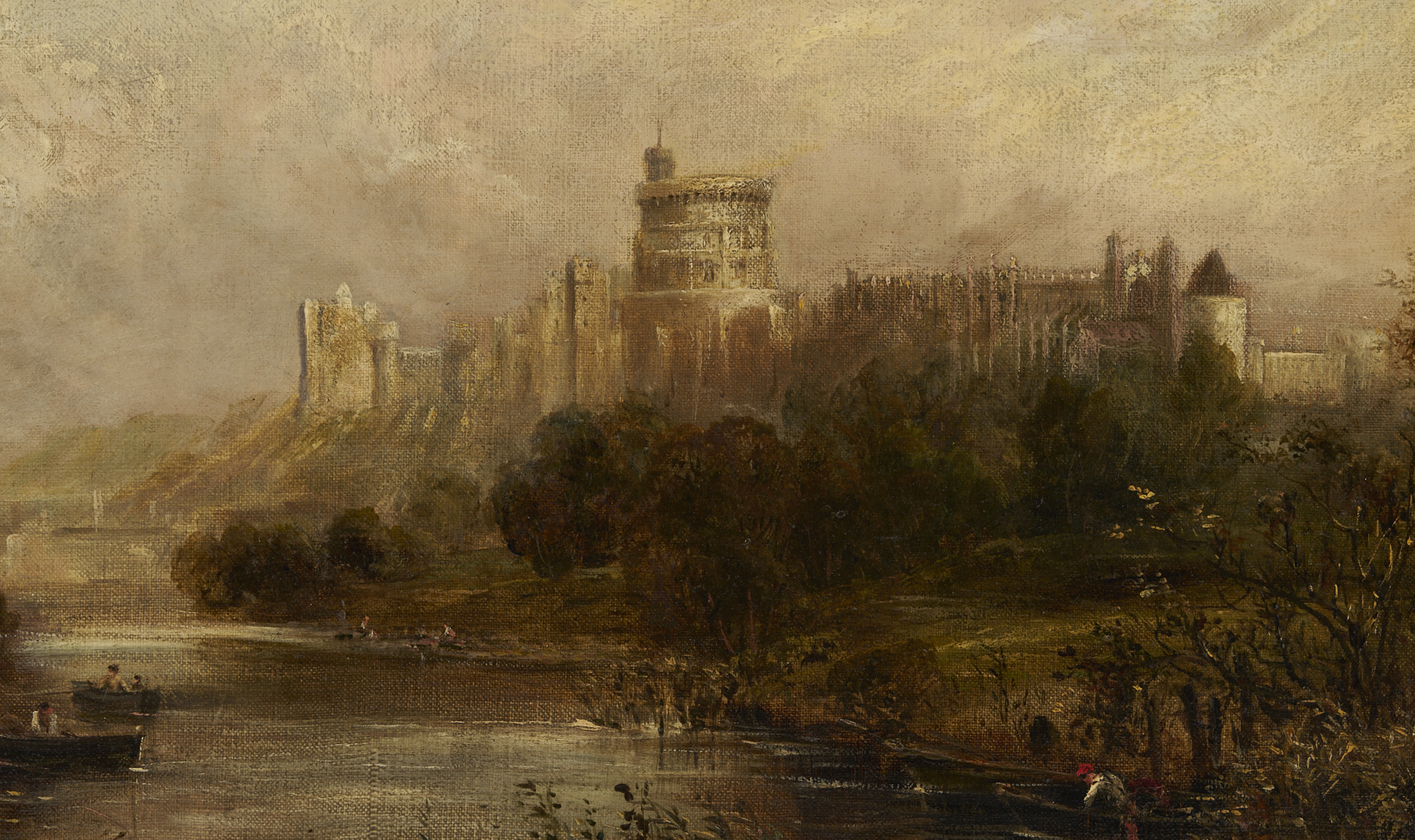 Lot 940: 19th C. O/C Painting of Windsor Castle, Poss. William Took