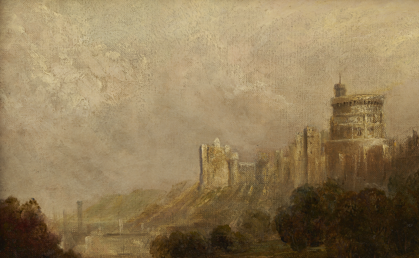 Lot 940: 19th C. O/C Painting of Windsor Castle, Poss. William Took
