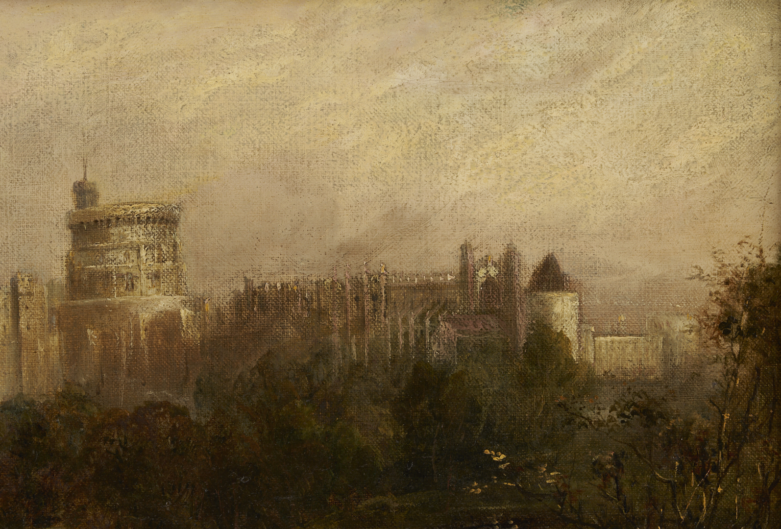Lot 940: 19th C. O/C Painting of Windsor Castle, Poss. William Took