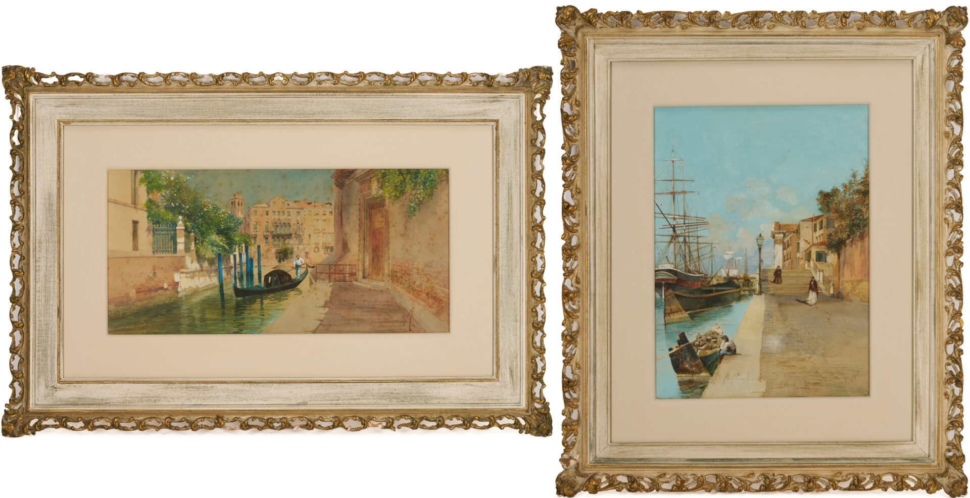 Lot 941: Two Venetian Watercolor Paintings