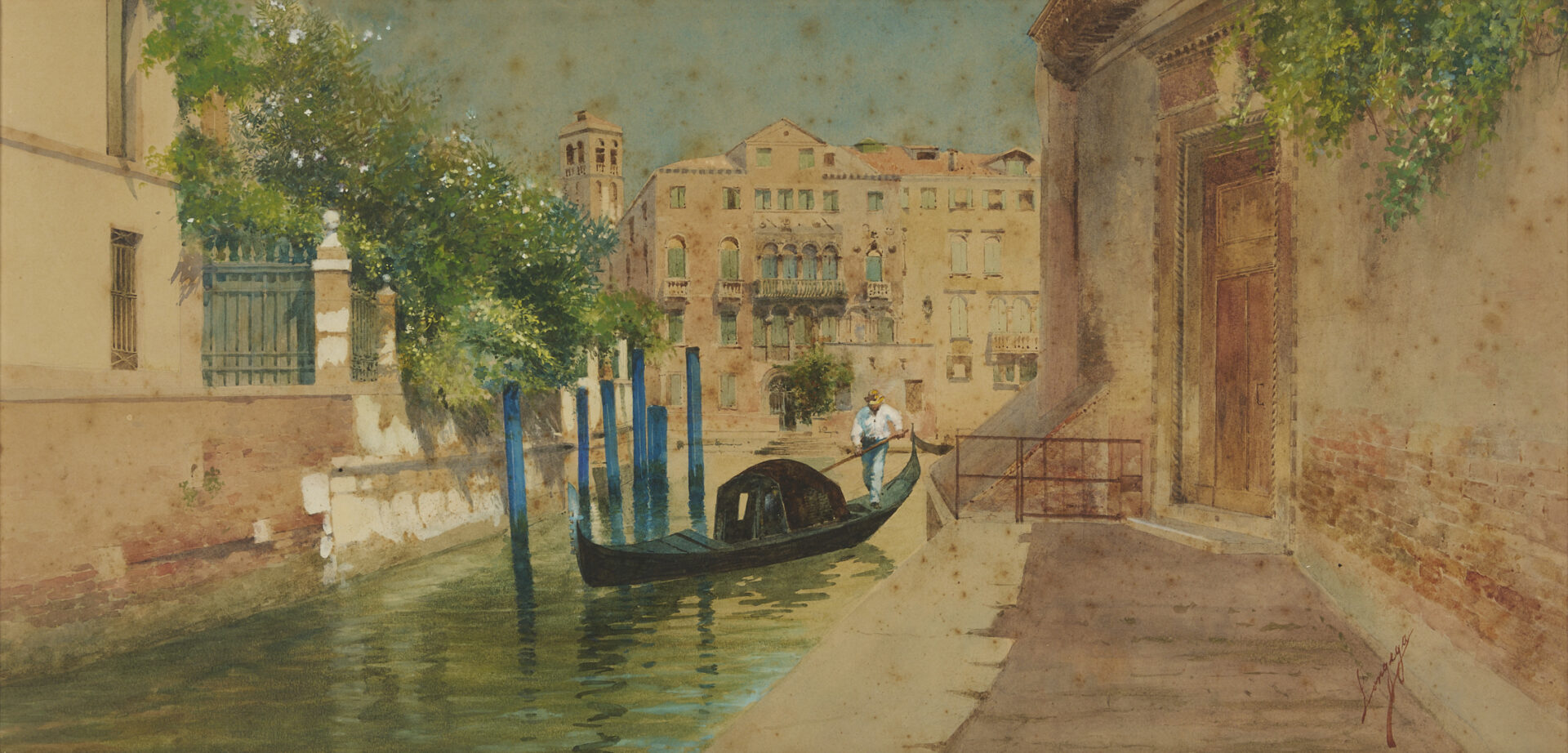 Lot 941: Two Venetian Watercolor Paintings