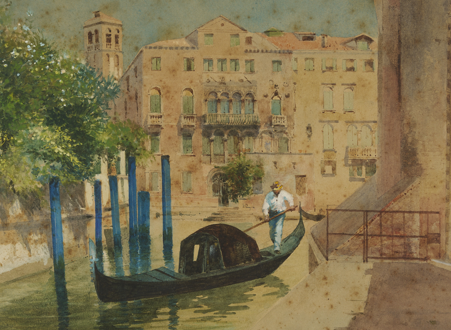 Lot 941: Two Venetian Watercolor Paintings