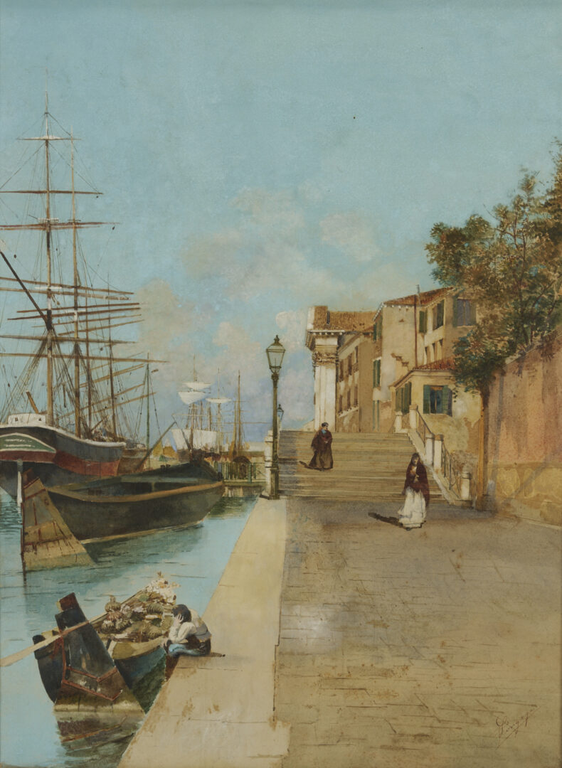 Lot 941: Two Venetian Watercolor Paintings