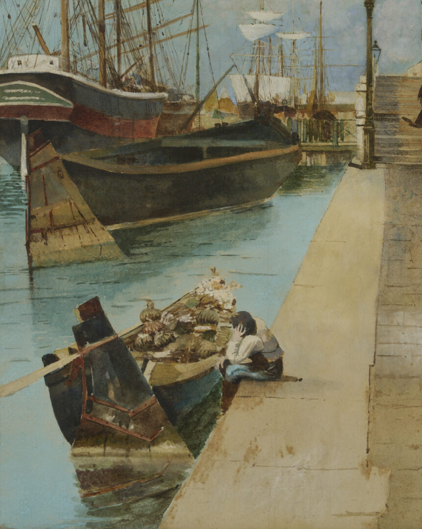 Lot 941: Two Venetian Watercolor Paintings