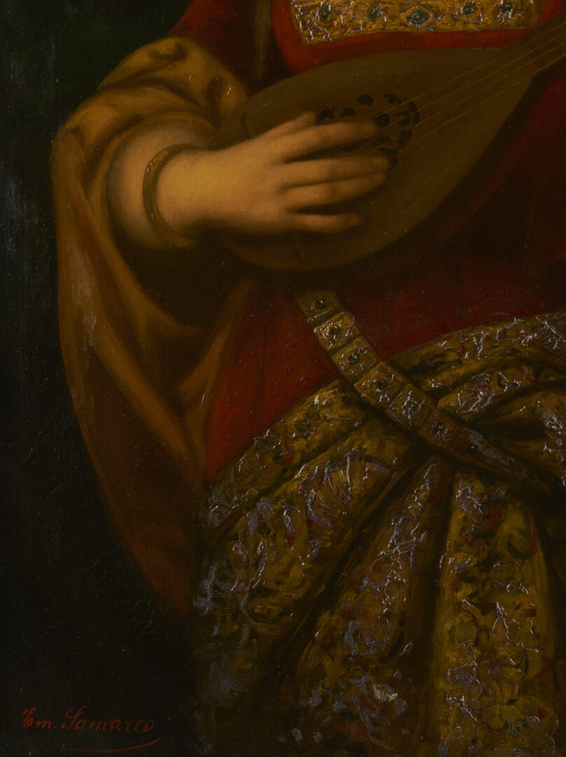 Lot 942: Em Samarco O/C Painting of a Romani Musician