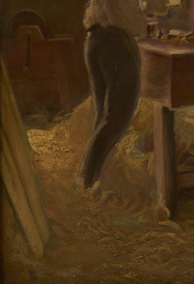 Lot 943: O/C Genre Painting of a Woodworker