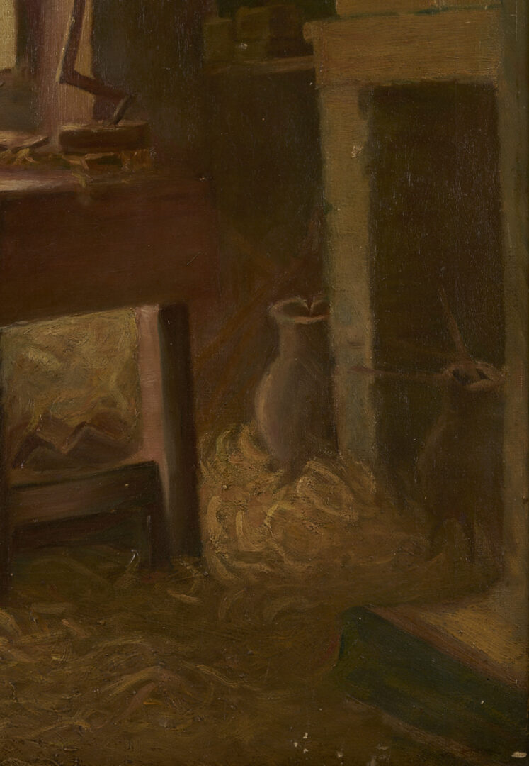 Lot 943: O/C Genre Painting of a Woodworker