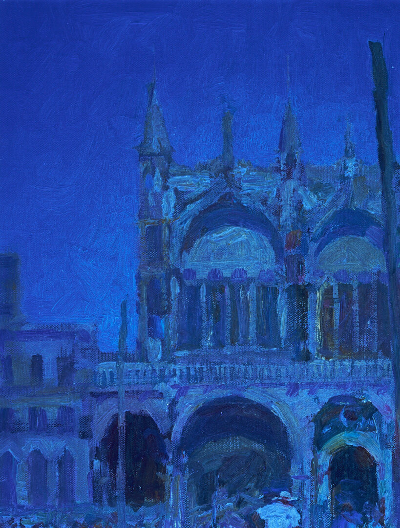 Lot 946: Walt Gonske O/C Venetian Canal Scene Painting, Basilica Di San Marco
