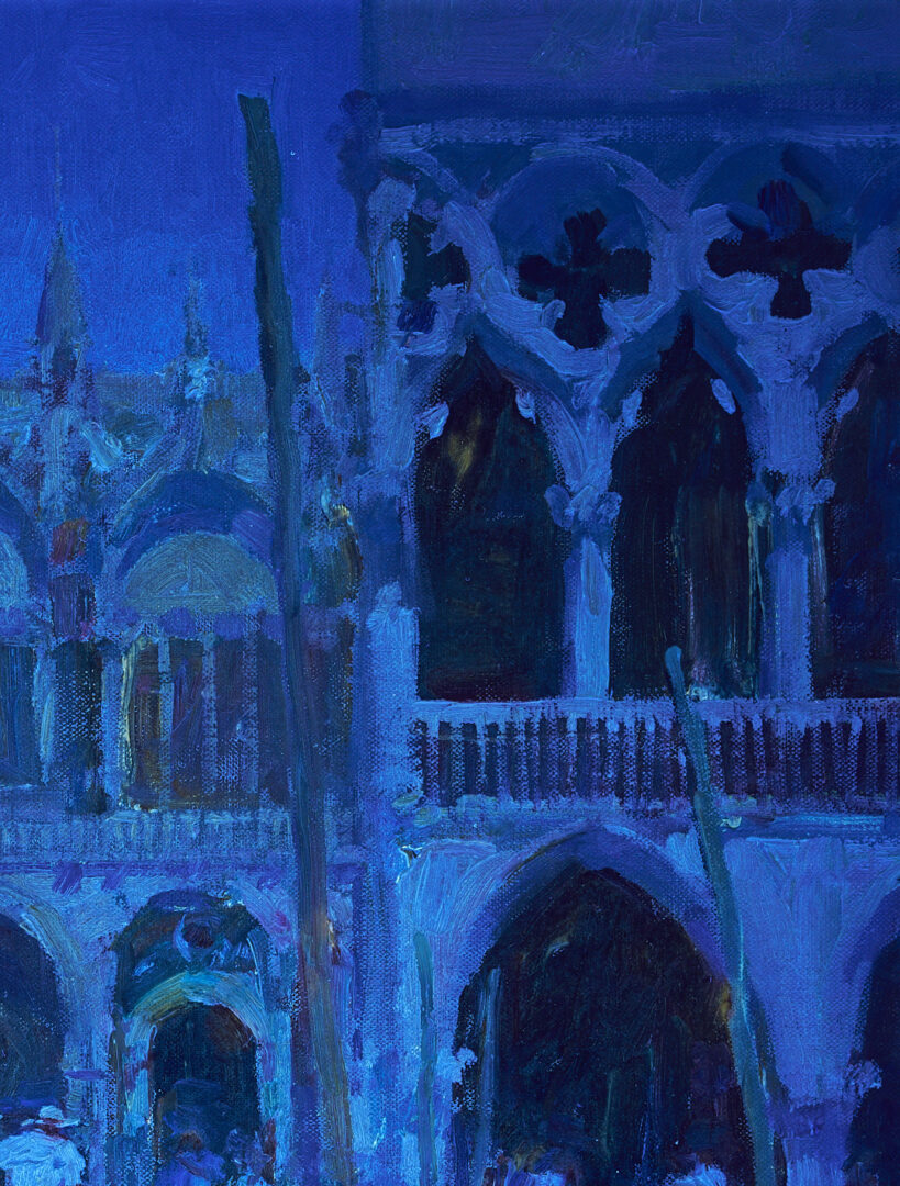 Lot 946: Walt Gonske O/C Venetian Canal Scene Painting, Basilica Di San Marco