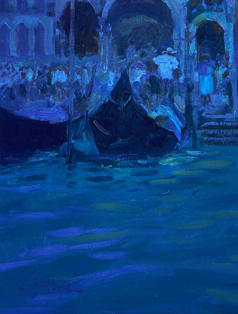 Lot 946: Walt Gonske O/C Venetian Canal Scene Painting, Basilica Di San Marco