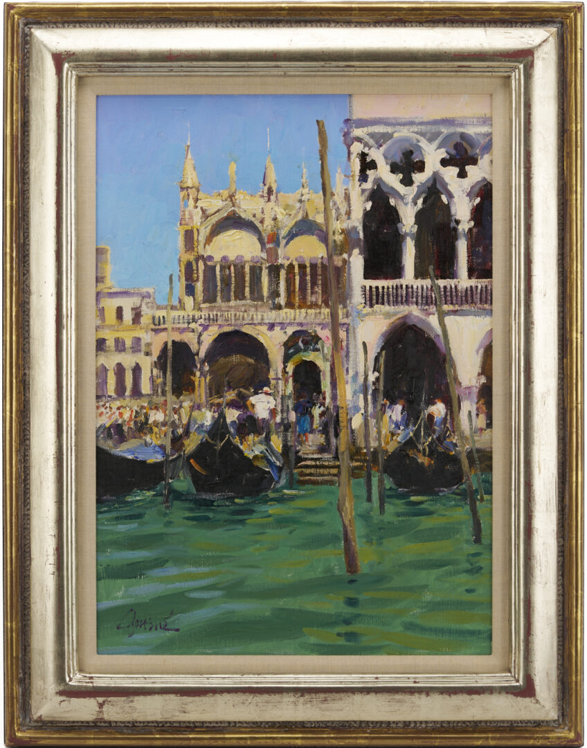 Lot 946: Walt Gonske O/C Venetian Canal Scene Painting, Basilica Di San Marco