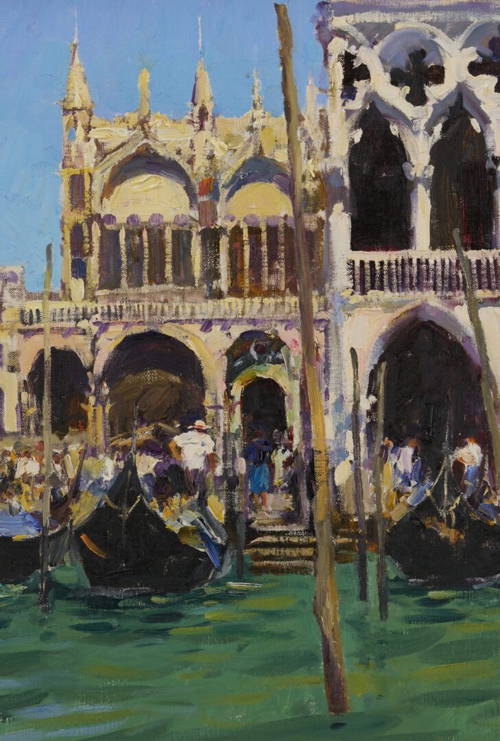 Lot 946: Walt Gonske O/C Venetian Canal Scene Painting, Basilica Di San Marco