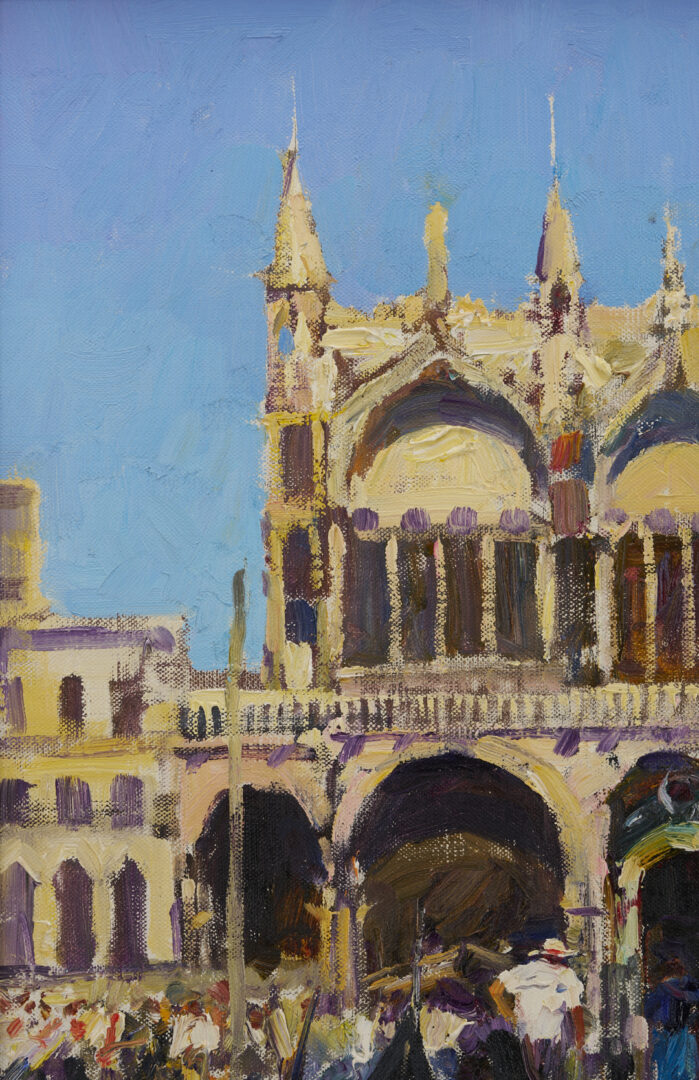 Lot 946: Walt Gonske O/C Venetian Canal Scene Painting, Basilica Di San Marco
