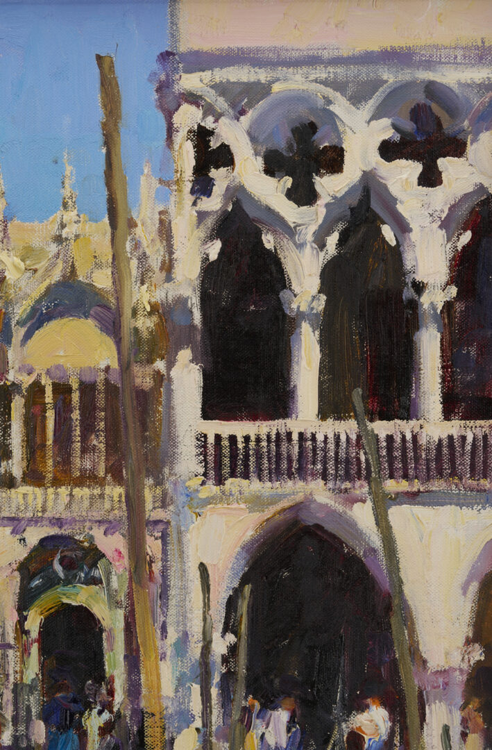Lot 946: Walt Gonske O/C Venetian Canal Scene Painting, Basilica Di San Marco