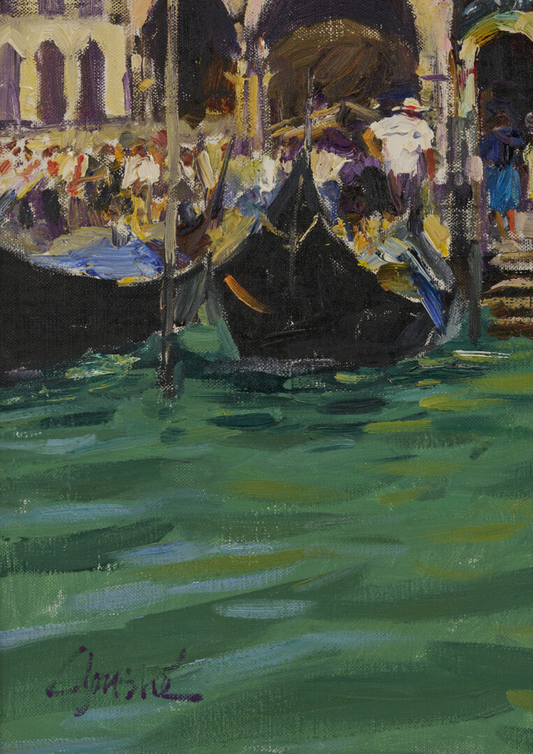 Lot 946: Walt Gonske O/C Venetian Canal Scene Painting, Basilica Di San Marco