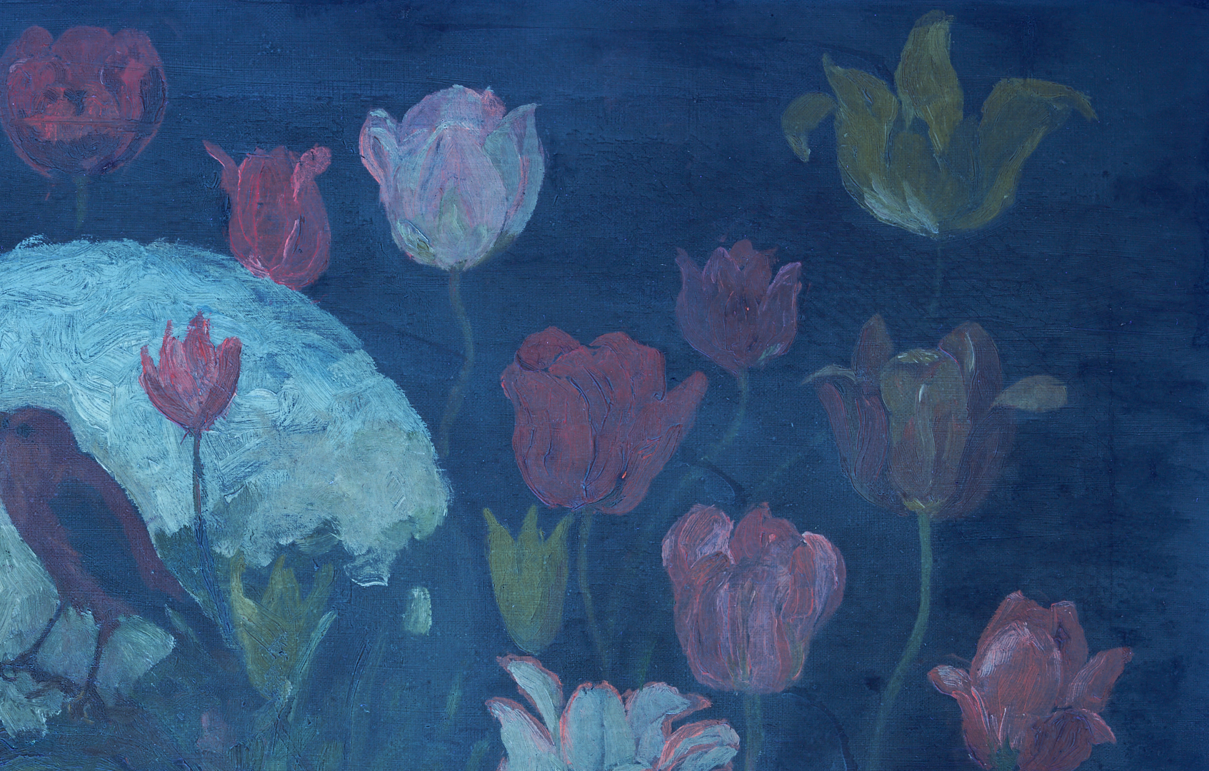 Lot 947: Frederick Stuart Church O/C Painting, Bird in Tulips