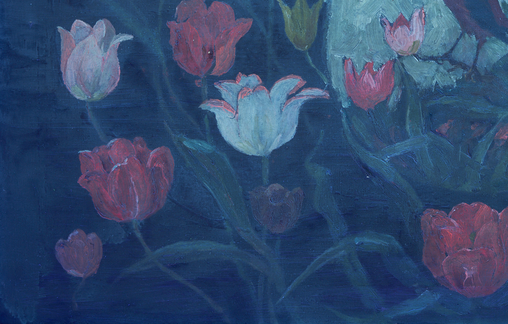 Lot 947: Frederick Stuart Church O/C Painting, Bird in Tulips