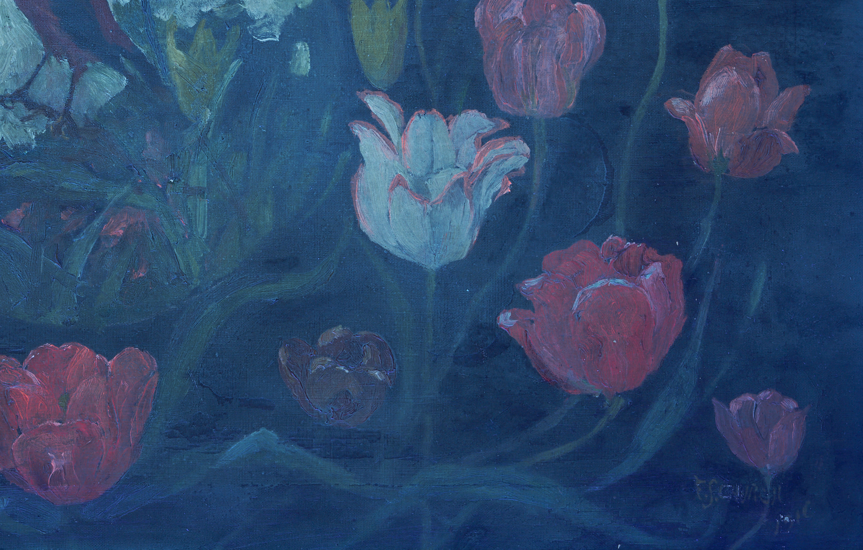 Lot 947: Frederick Stuart Church O/C Painting, Bird in Tulips