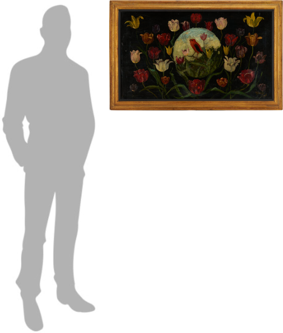 Lot 947: Frederick Stuart Church O/C Painting, Bird in Tulips
