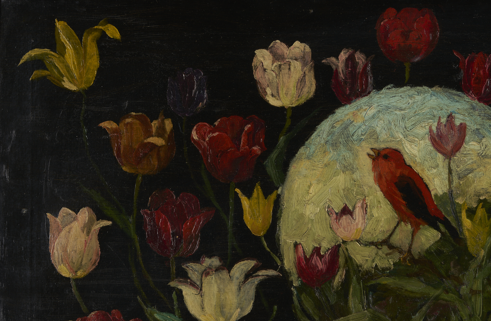 Lot 947: Frederick Stuart Church O/C Painting, Bird in Tulips