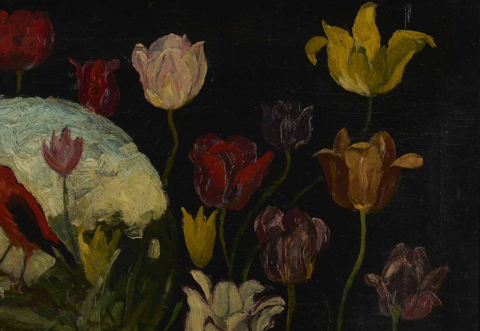 Lot 947: Frederick Stuart Church O/C Painting, Bird in Tulips
