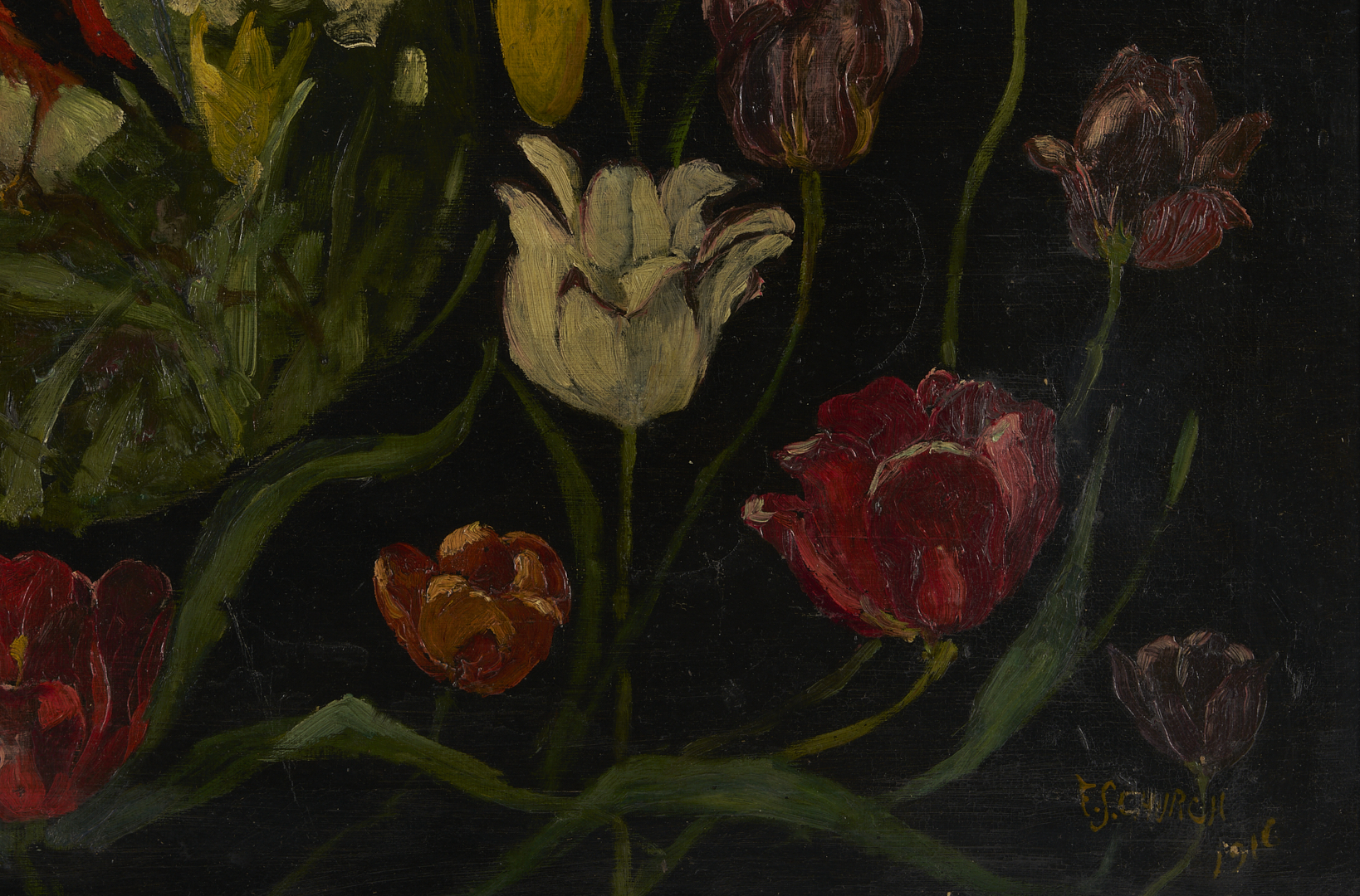 Lot 947: Frederick Stuart Church O/C Painting, Bird in Tulips