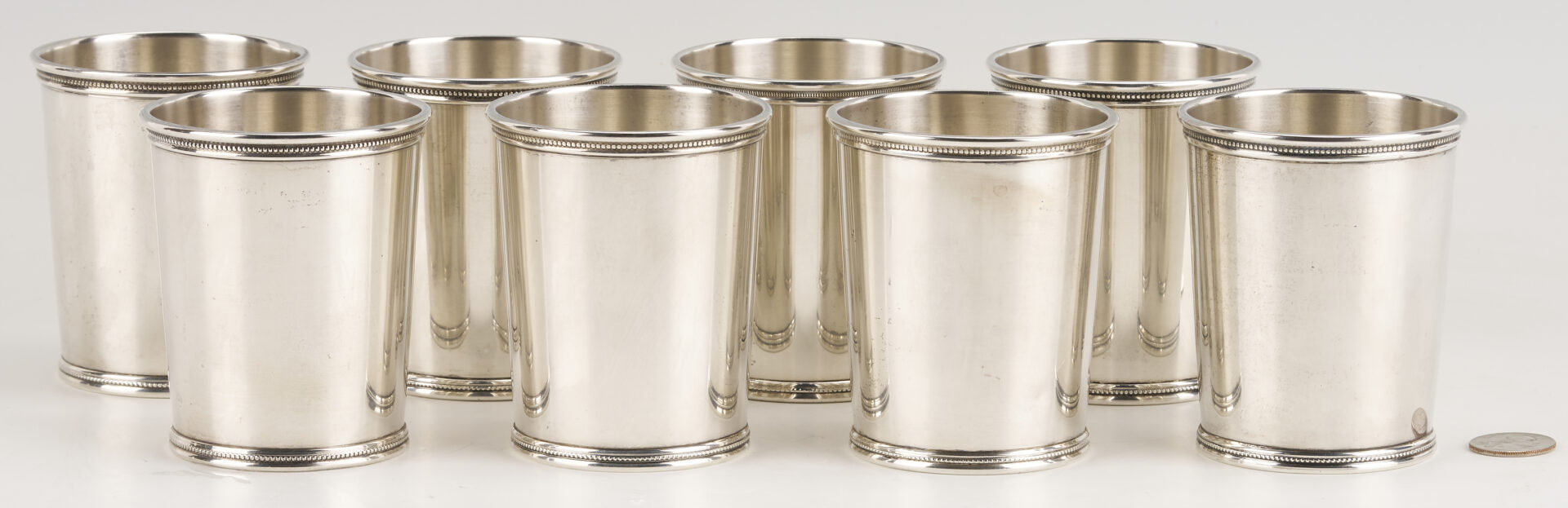 Lot 94: 8 Scearce KY Sterling Silver Julep Cups, JFK, Set 1 of 2
