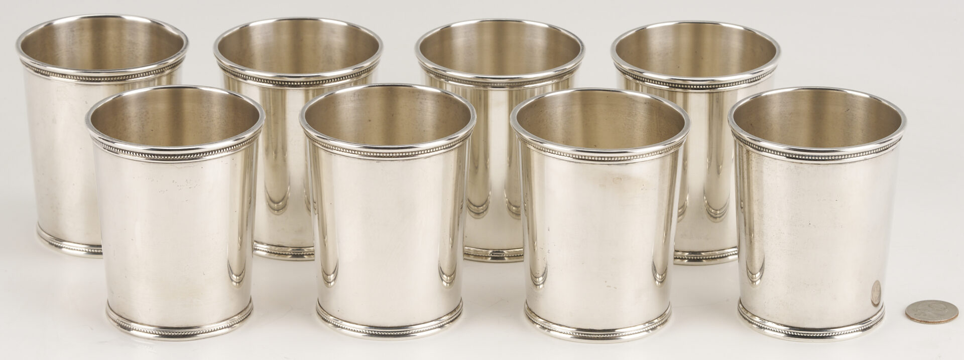 Lot 94: 8 Scearce KY Sterling Silver Julep Cups, JFK, Set 1 of 2