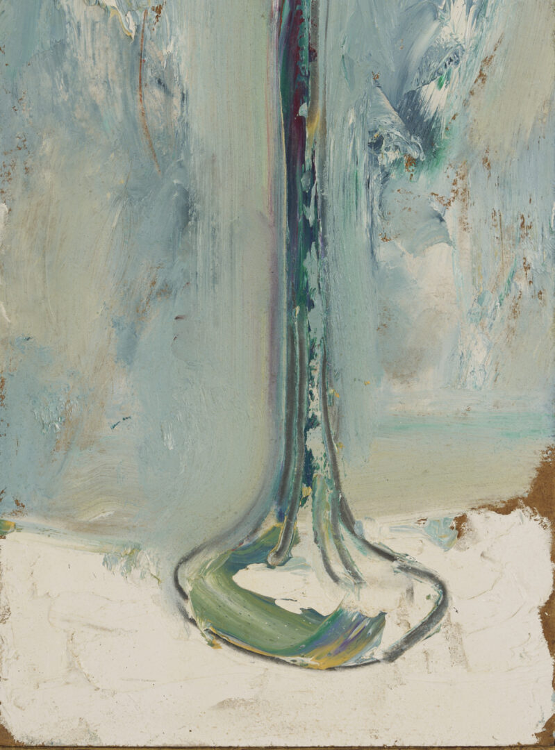 Lot 950: Sterling Strauser Narrow Blue Floral Painting plus Self Portrait