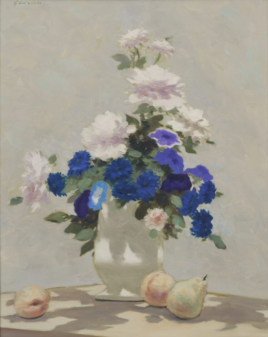 Lot 952: Andre Gisson O/C Still Life Painting, Vase w/ Flowers
