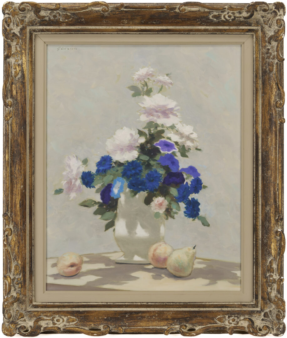 Lot 952: Andre Gisson O/C Still Life Painting, Vase w/ Flowers