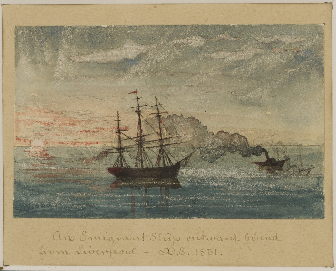 Lot 957: 2 Xanthus Smith Miniature Marine Paintings, Outward Bound & Edy Lighthouse, 1851