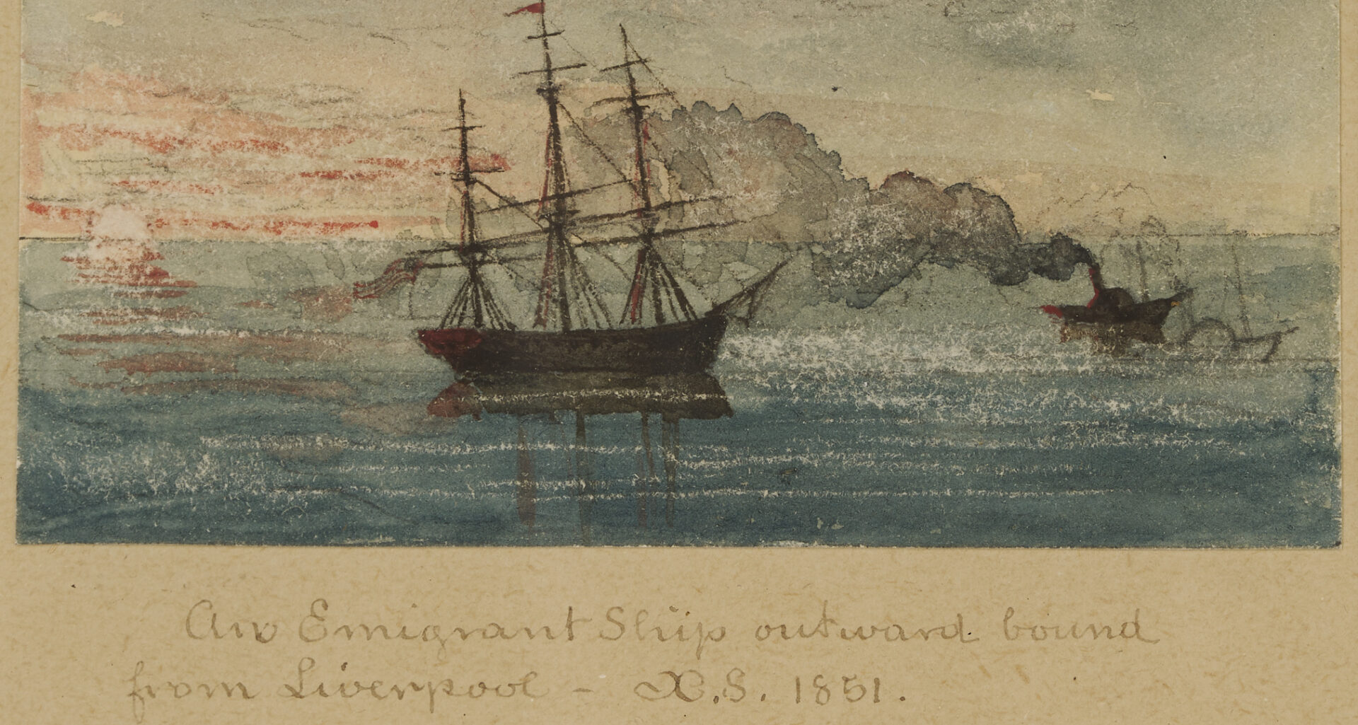 Lot 957: 2 Xanthus Smith Miniature Marine Paintings, Outward Bound & Edy Lighthouse, 1851